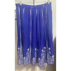 Anthony Richards Women’s Vintage Pleated Midi Skirt Blue White Size Large